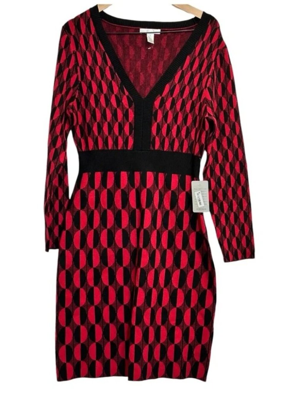 London Times NWT Women's Knit Geometric Pattern Sweater Dress Size XLG